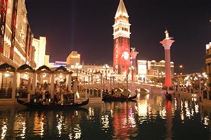 Venetian Hotel and Casino in Las Vegas at Night - Gondolas