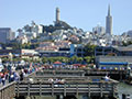 View at Coit Tower and Transamerica Pyramid from Pier 41